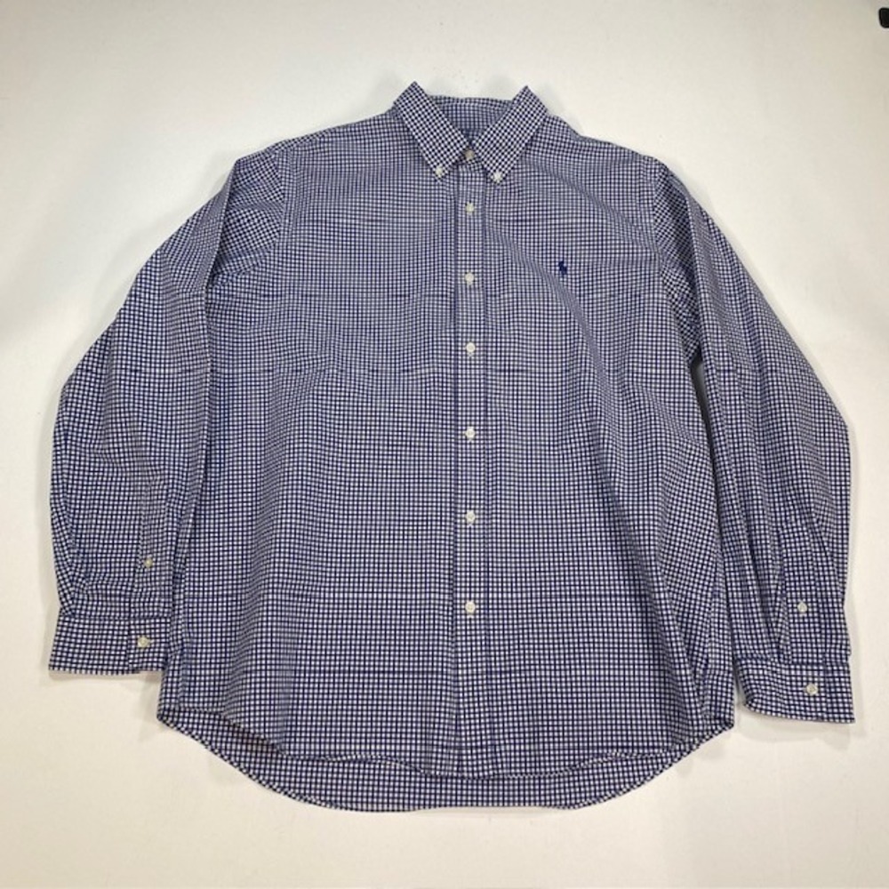 Polo Ralph Lauren Classic Fit Gingham Button Down Shirt Mens XL Blue White Plaid